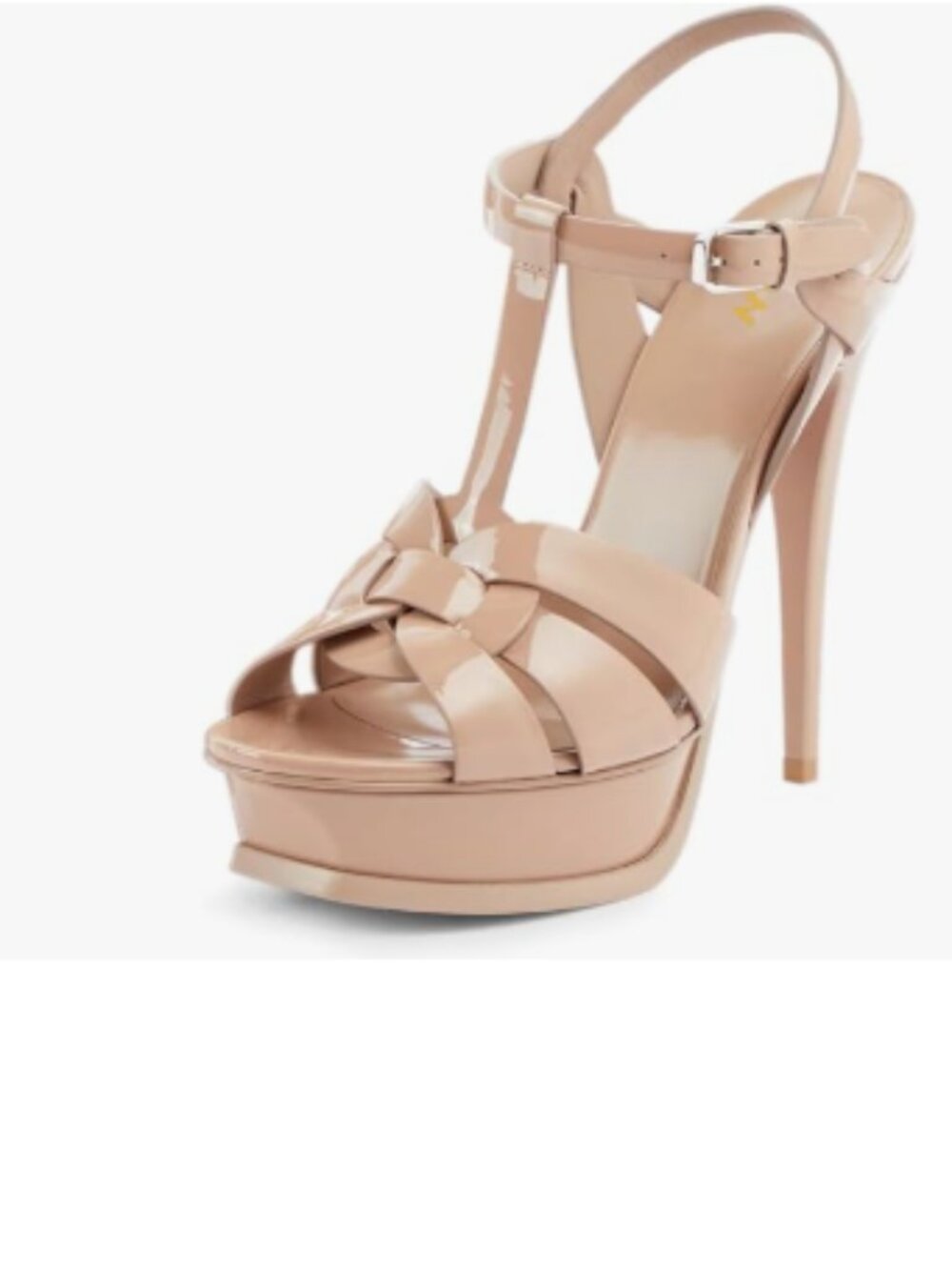 YDN Nude Strappy High Heeled Platform Peep Toe Stiletto Heels T-strap Sandals